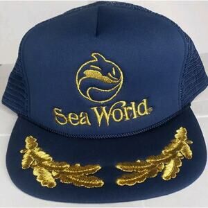80s Sea World Captain Trucker Hat Snapback Foam Vintage Sailor 1980s Embroidered